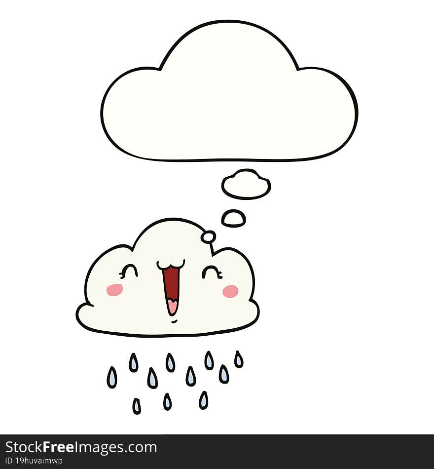 cartoon storm cloud with thought bubble. cartoon storm cloud with thought bubble