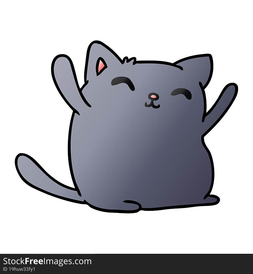 gradient cartoon illustration of cute kawaii cat. gradient cartoon illustration of cute kawaii cat