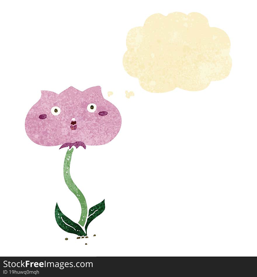 Cartoon Shocked Flower With Thought Bubble