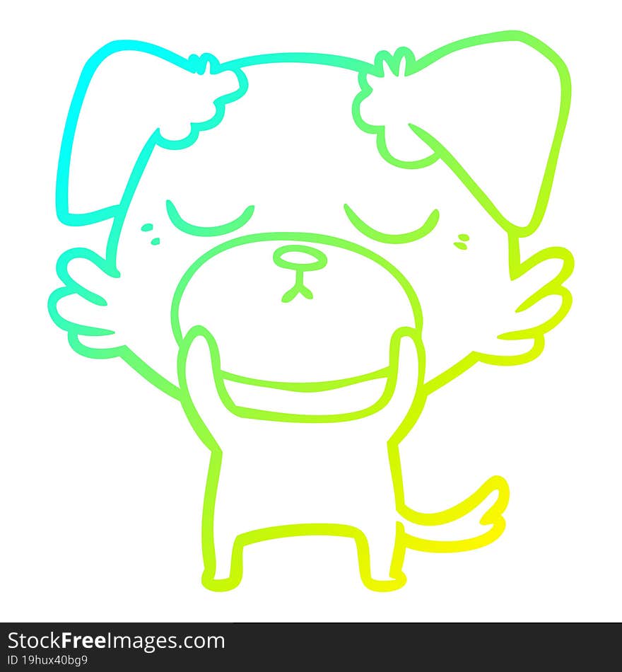 cold gradient line drawing of a cute cartoon dog