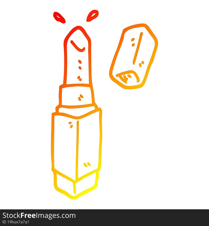 warm gradient line drawing of a cartoon lipstick