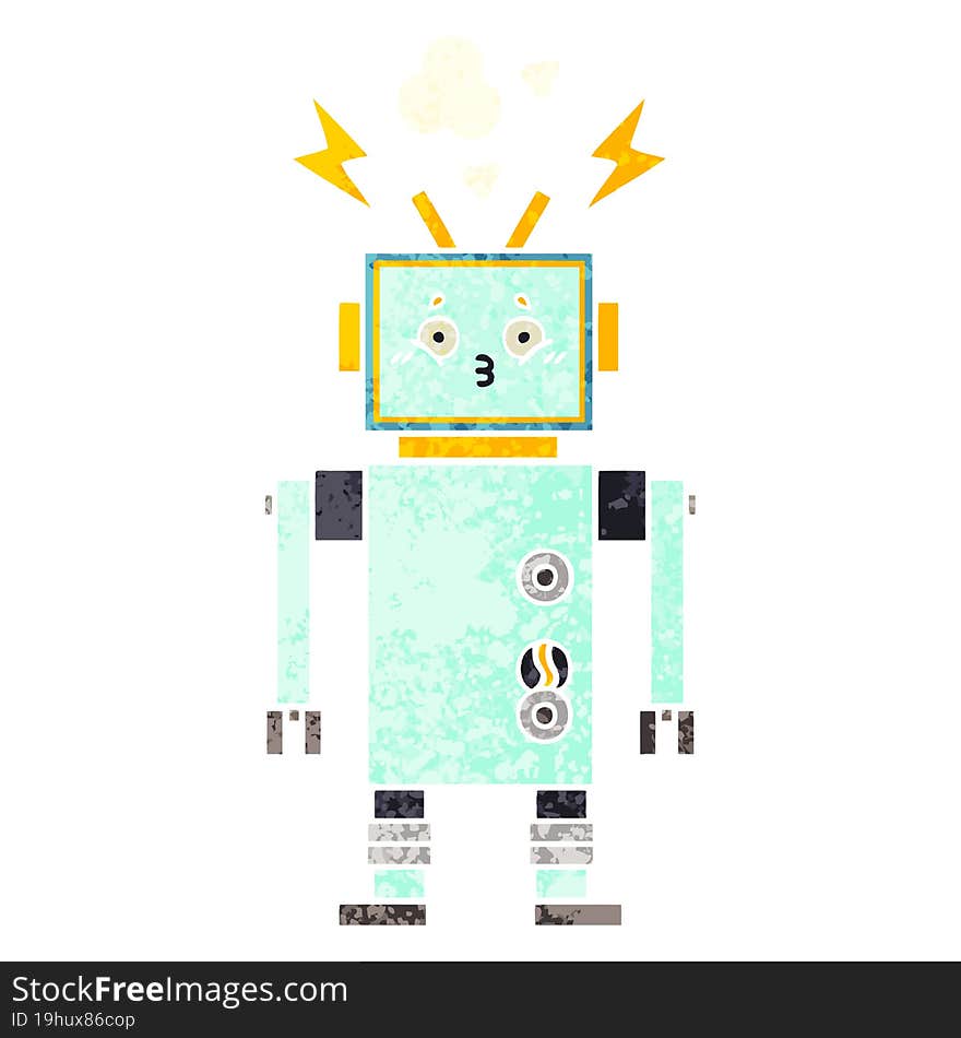 Retro Illustration Style Cartoon Robot