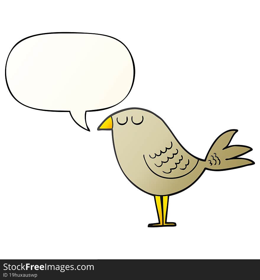 Cartoon Bird And Speech Bubble In Smooth Gradient Style