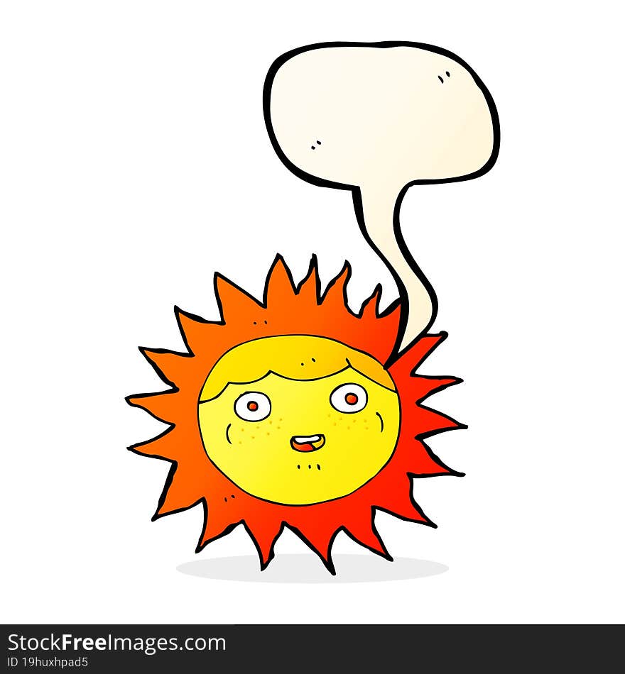 sun cartoon character with speech bubble