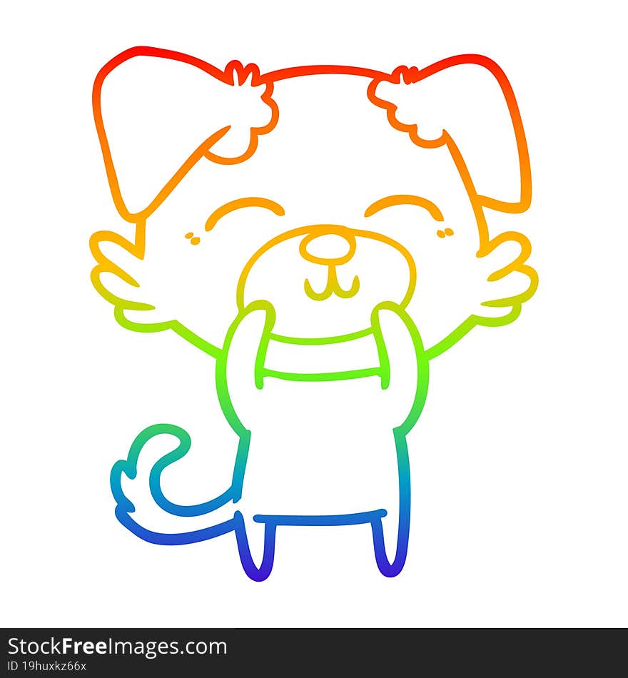 rainbow gradient line drawing of a cartoon dog