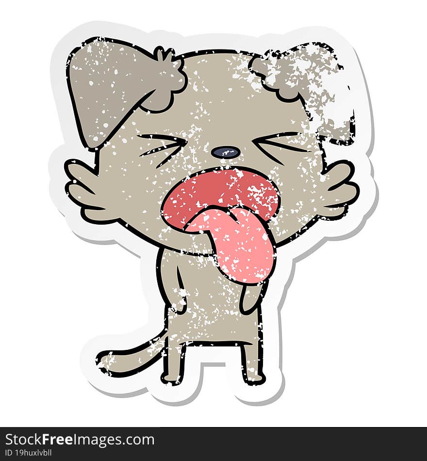 distressed sticker of a cartoon disgusted dog