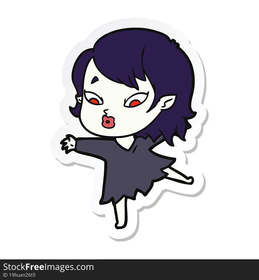 Sticker Of A Cute Cartoon Vampire Girl