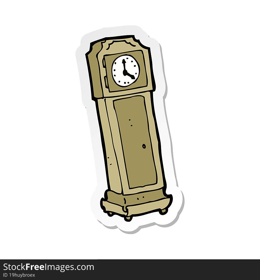 Sticker Of A Cartoon Grandfather Clock