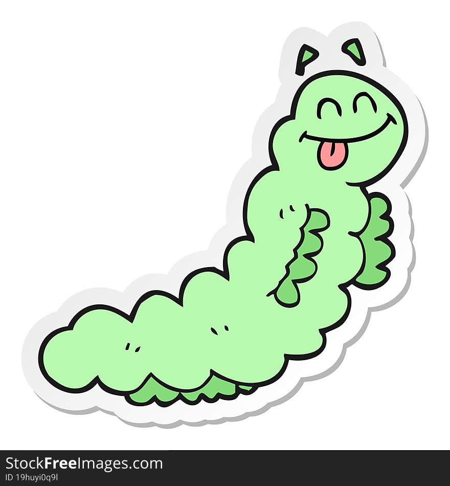 sticker of a cartoon caterpillar