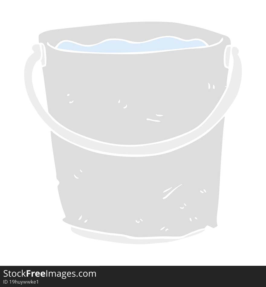 flat color illustration of a cartoon bucket of water