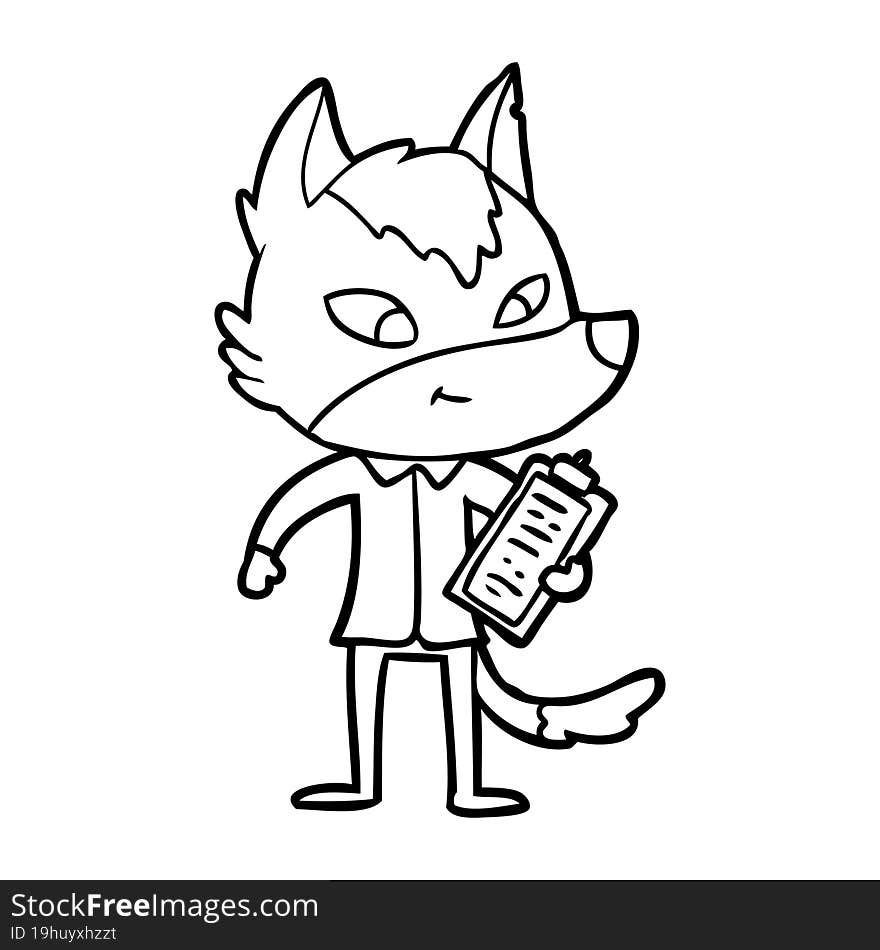 friendly cartoon wolf manager. friendly cartoon wolf manager