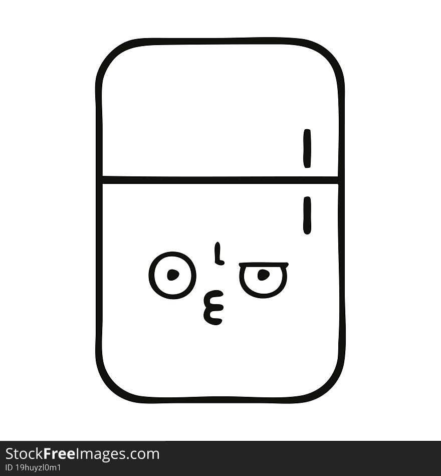 line drawing cartoon fridge freezer