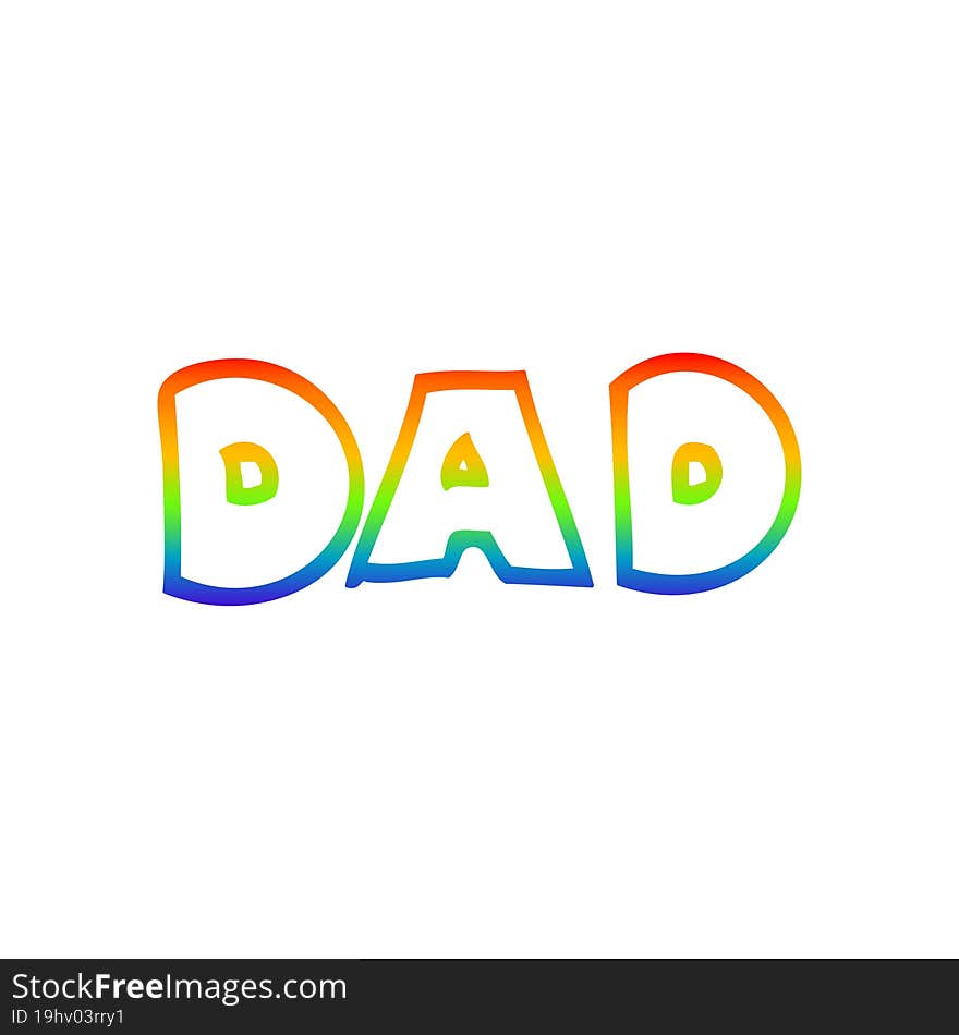 rainbow gradient line drawing  cartoon word dad