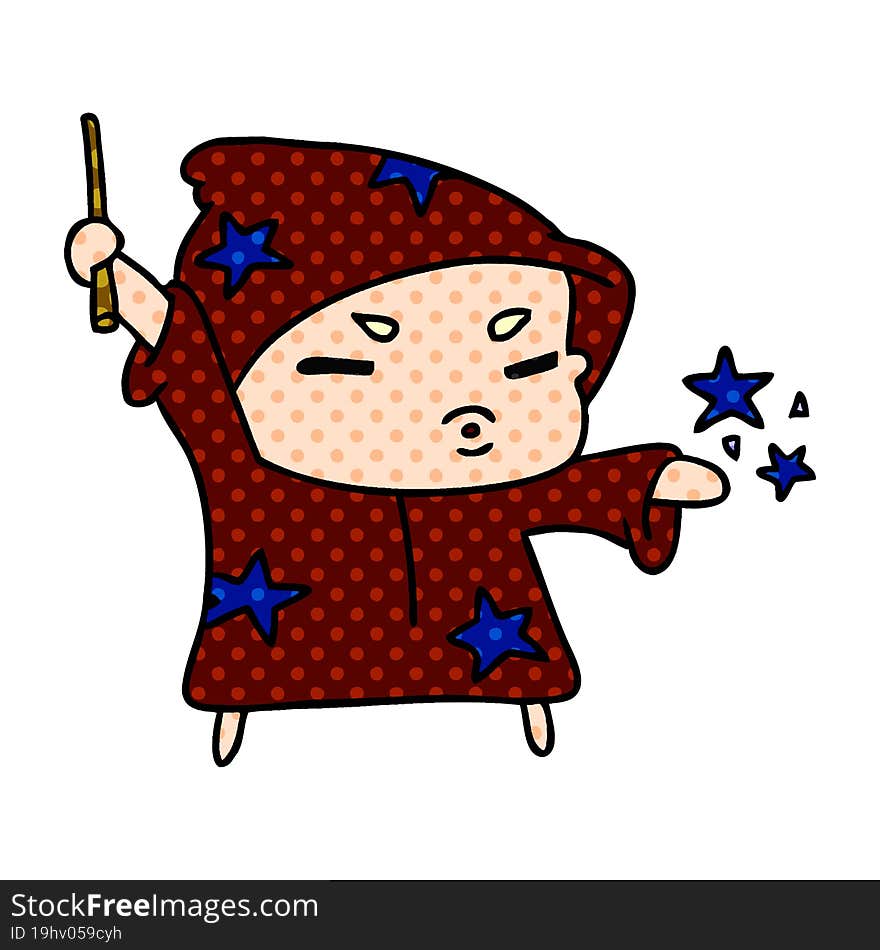 Cartoon  Cute Kawaii Wizard Child