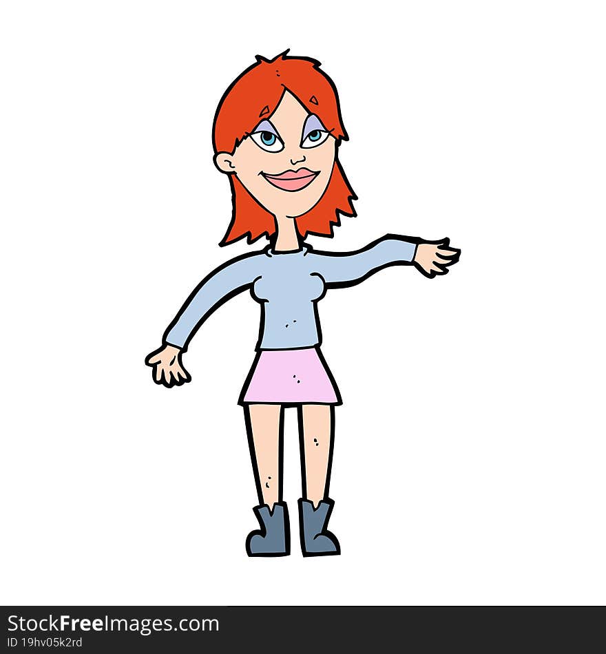 cartoon woman making hand gesture