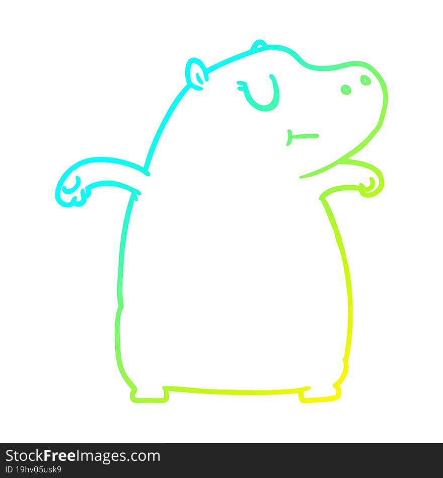 cold gradient line drawing cartoon hippo