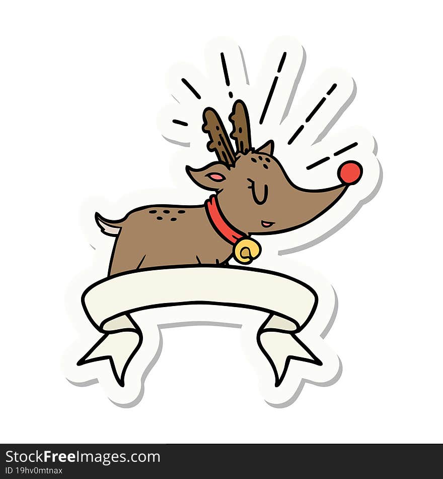 sticker of tattoo style christmas reindeer