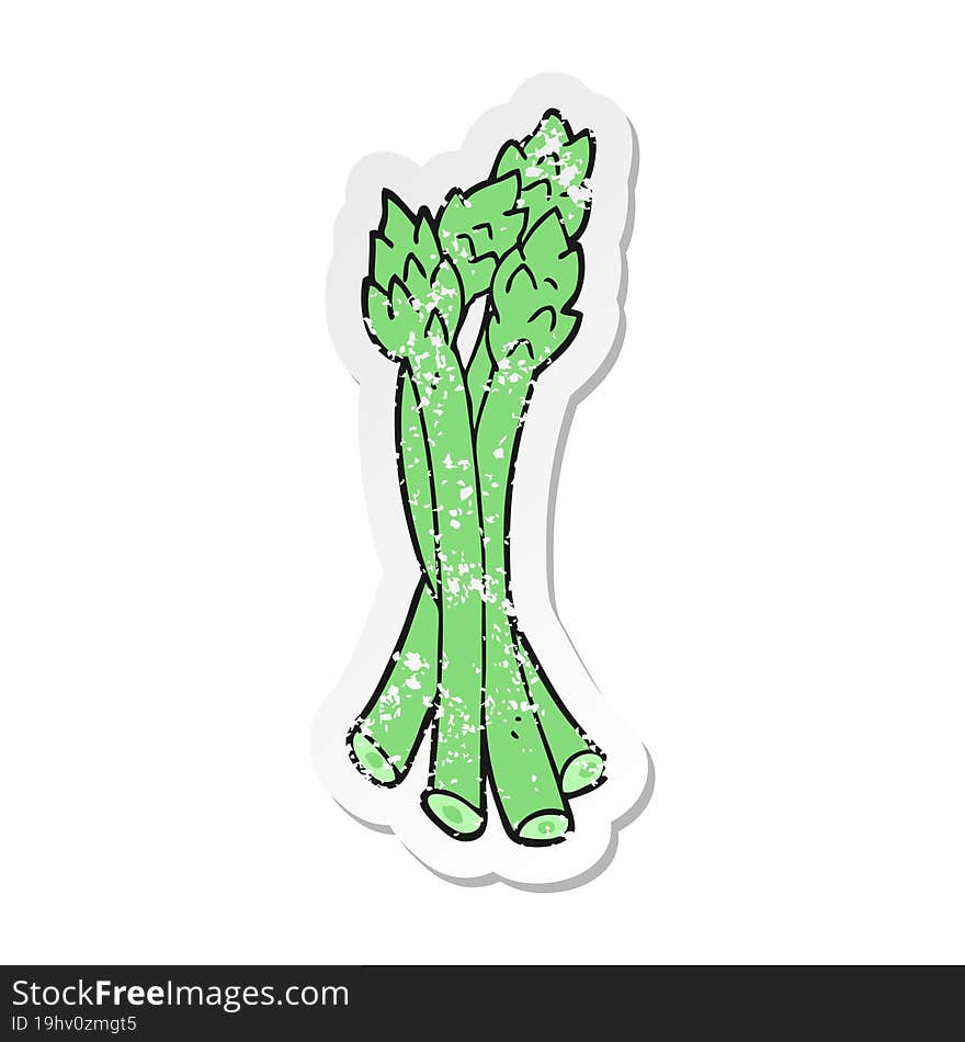 distressed sticker of a cartoon asparagus