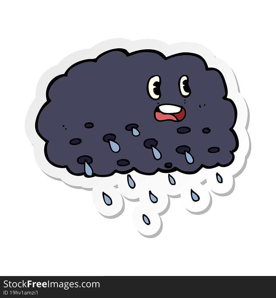 sticker of a cartoon rain cloud