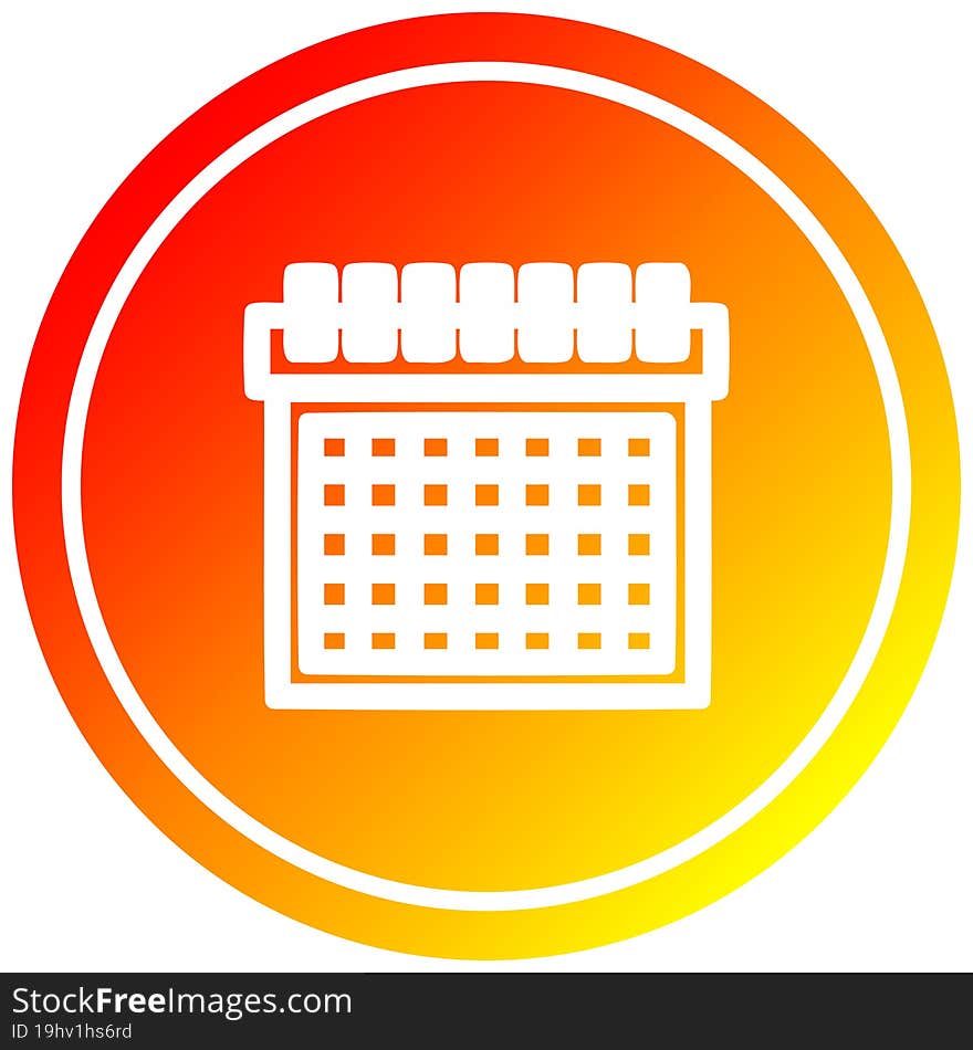 Monthly Calendar Circular In Hot Gradient Spectrum