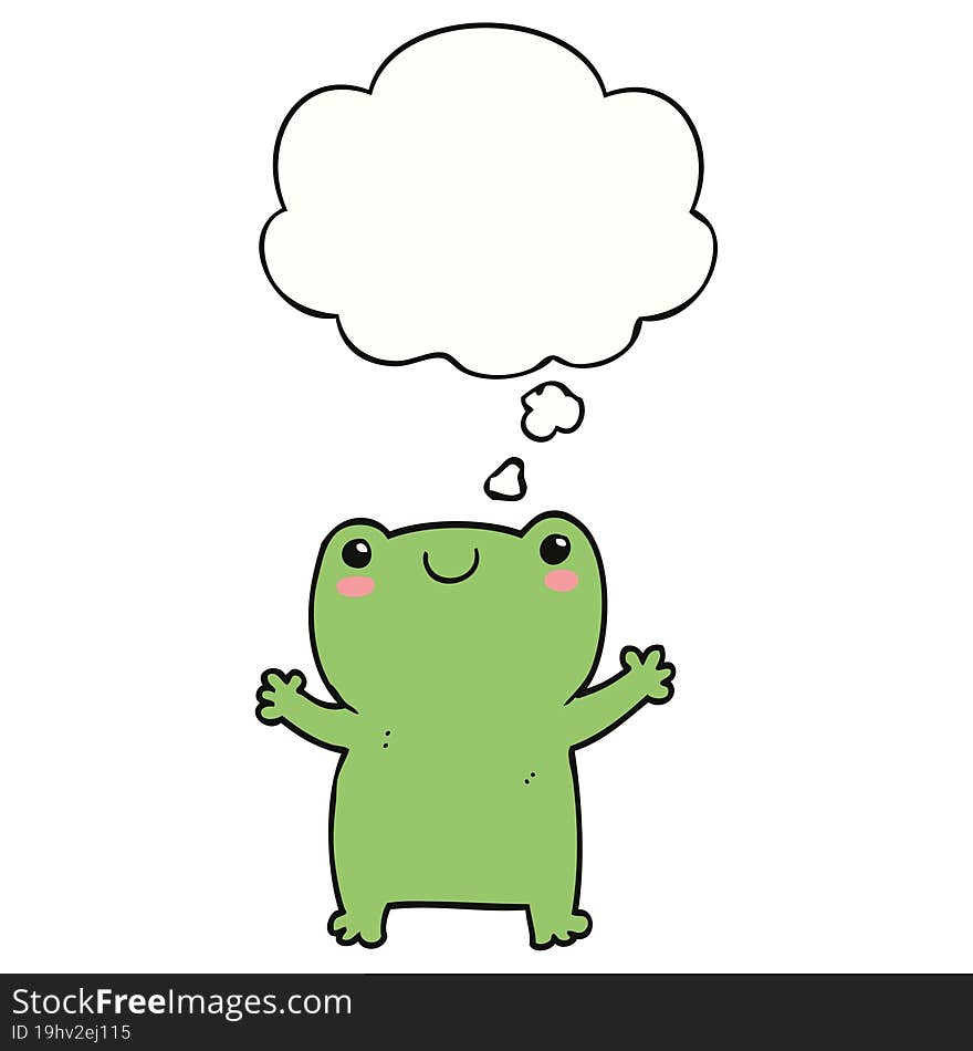 cute cartoon frog and thought bubble