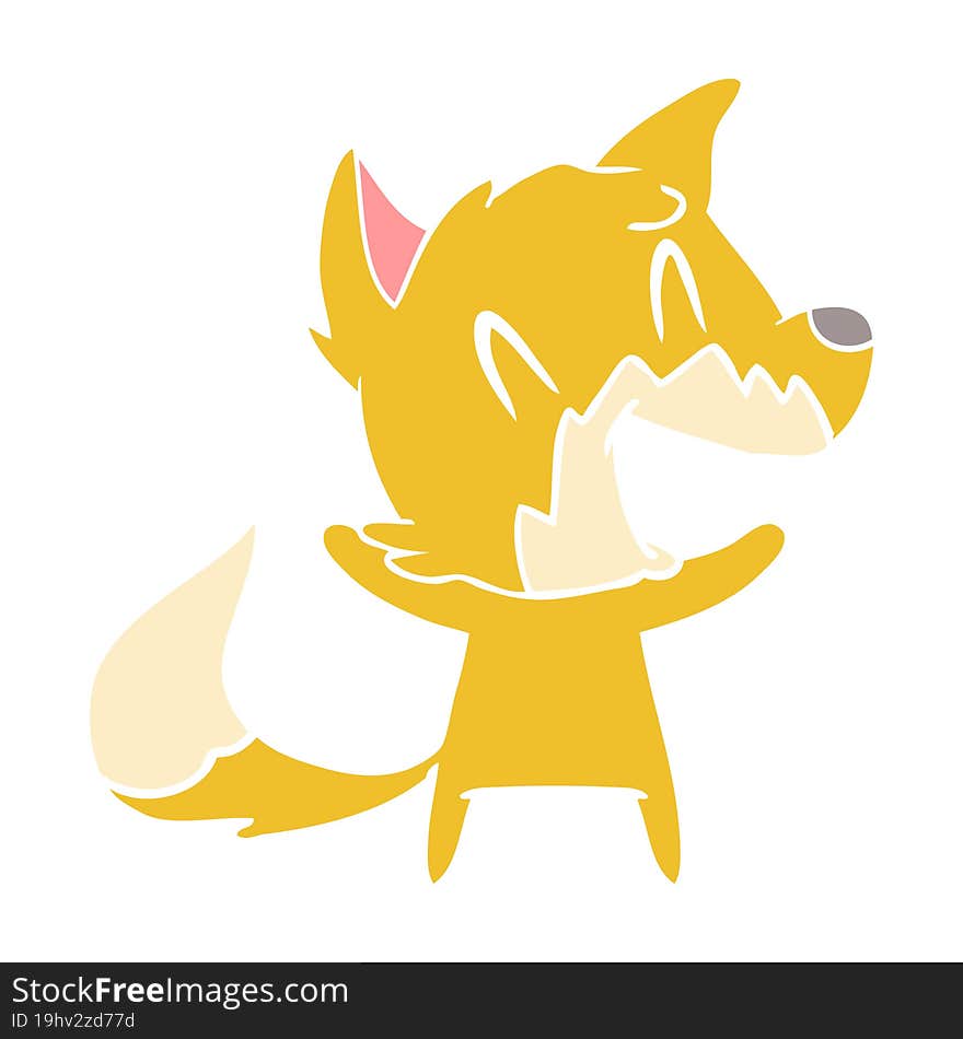 laughing fox flat color style cartoon