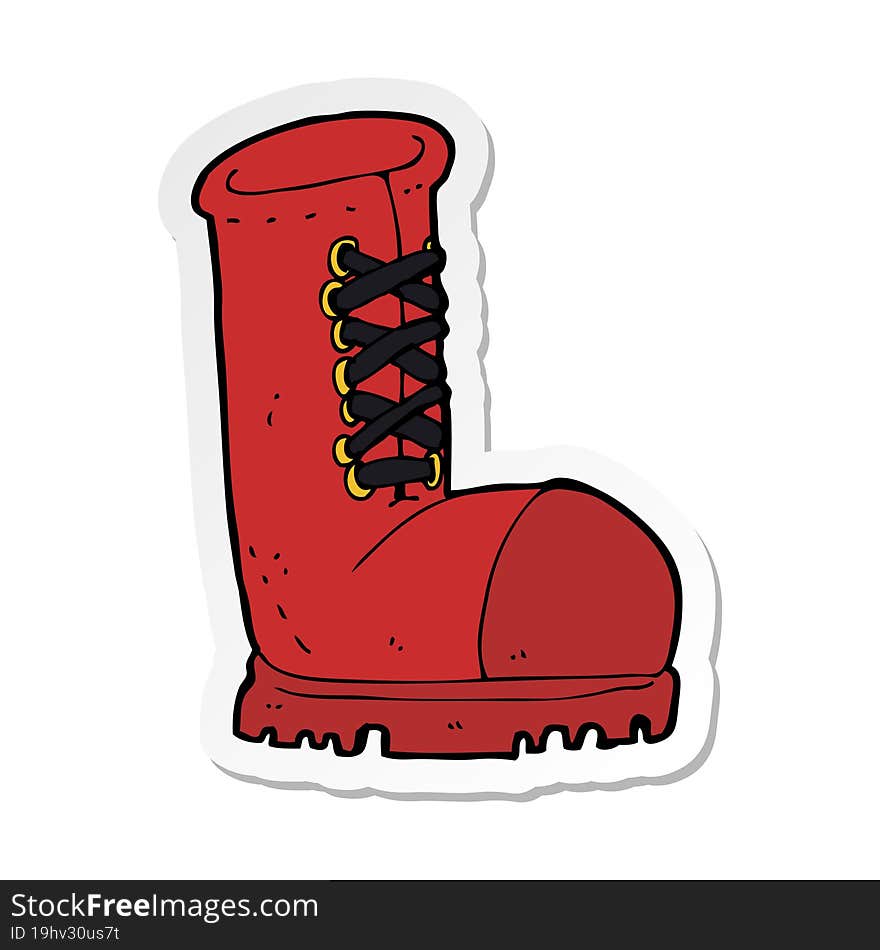 sticker of a cartoon old work boot