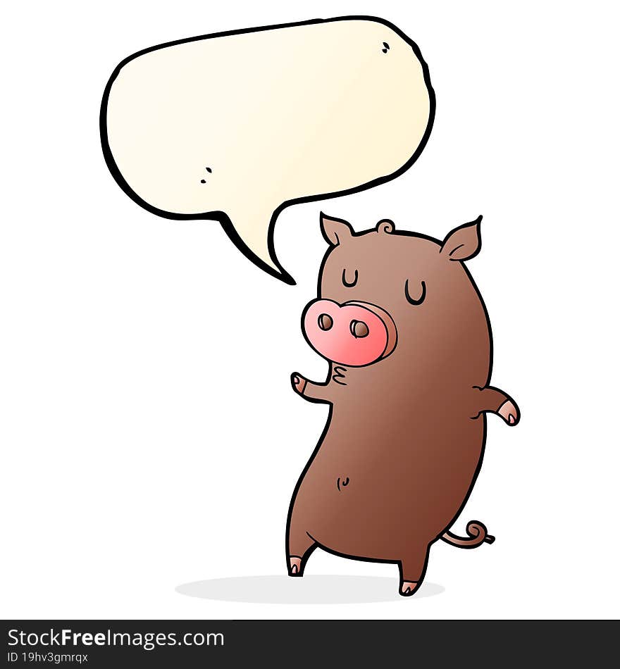 Funny Cartoon Pig With Speech Bubble