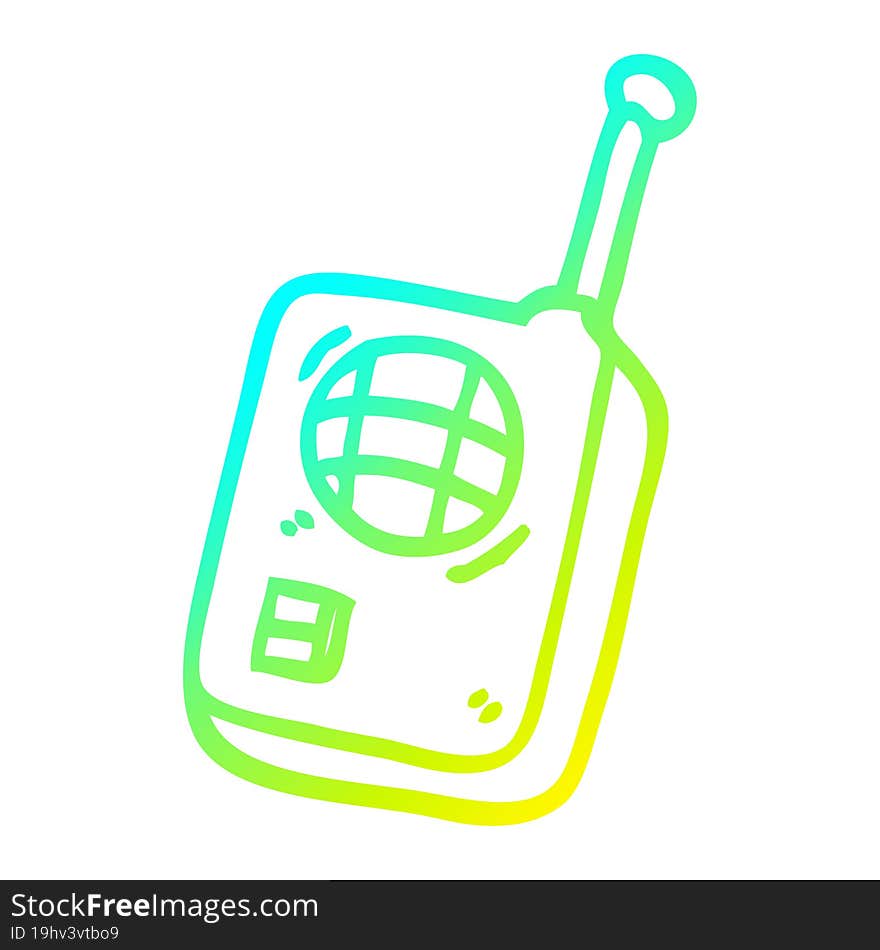 cold gradient line drawing cartoon walkie talkie