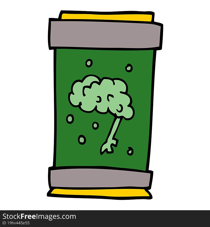 Cartoon Doodle Brain In Jar