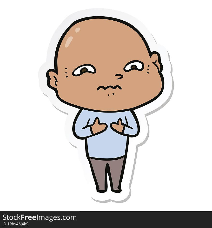 sticker of a cartoon nervous man