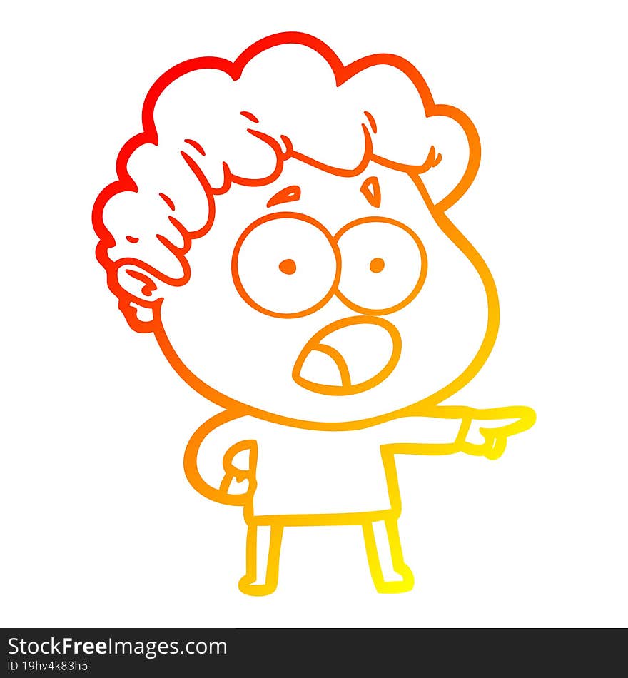 Warm Gradient Line Drawing Cartoon Man Gasping In Surprise