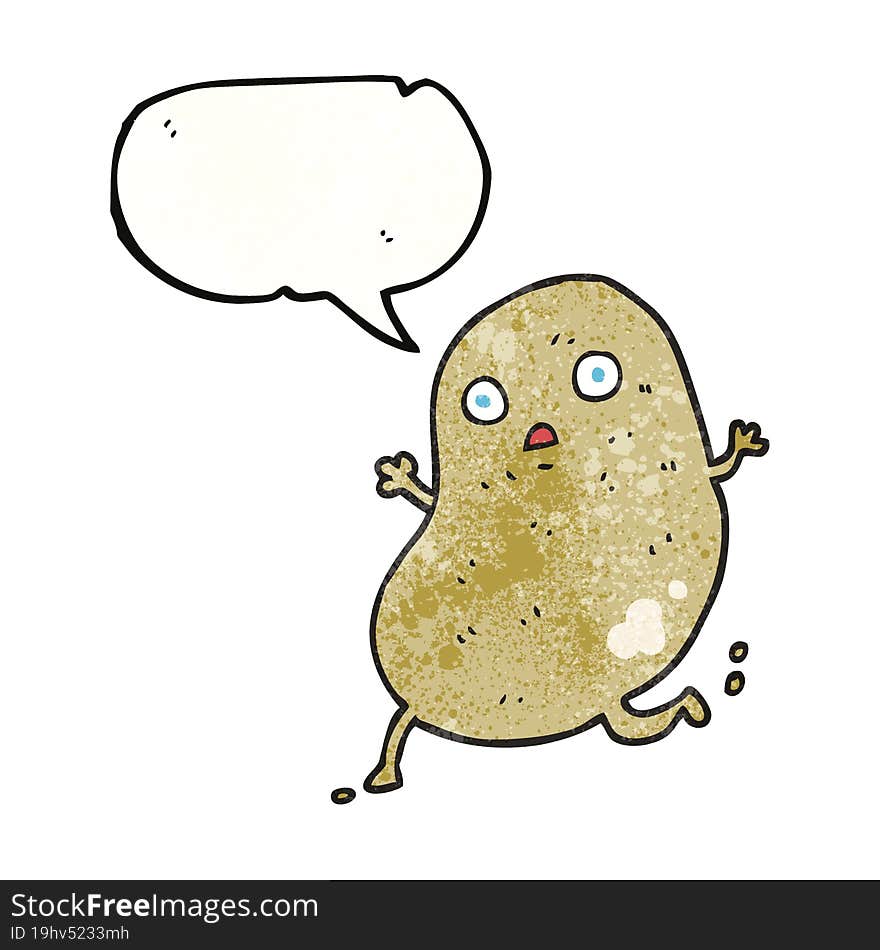 freehand speech bubble textured cartoon potato running