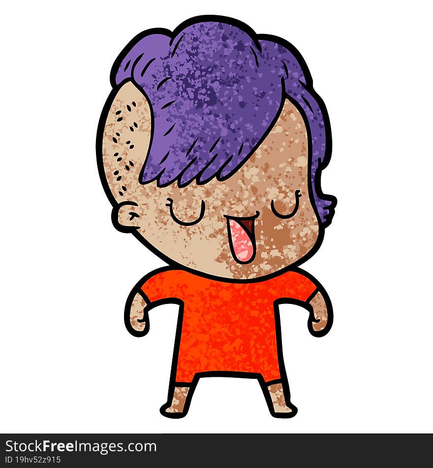 cute cartoon girl with hipster haircut. cute cartoon girl with hipster haircut