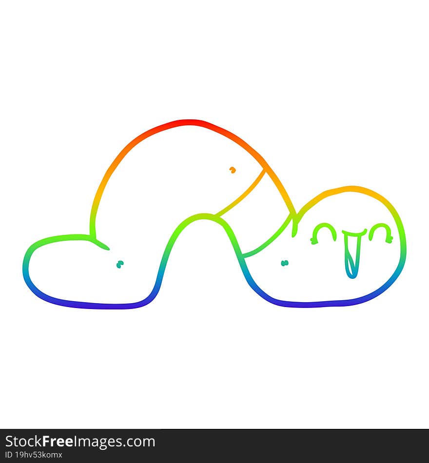 rainbow gradient line drawing of a cartoon worm