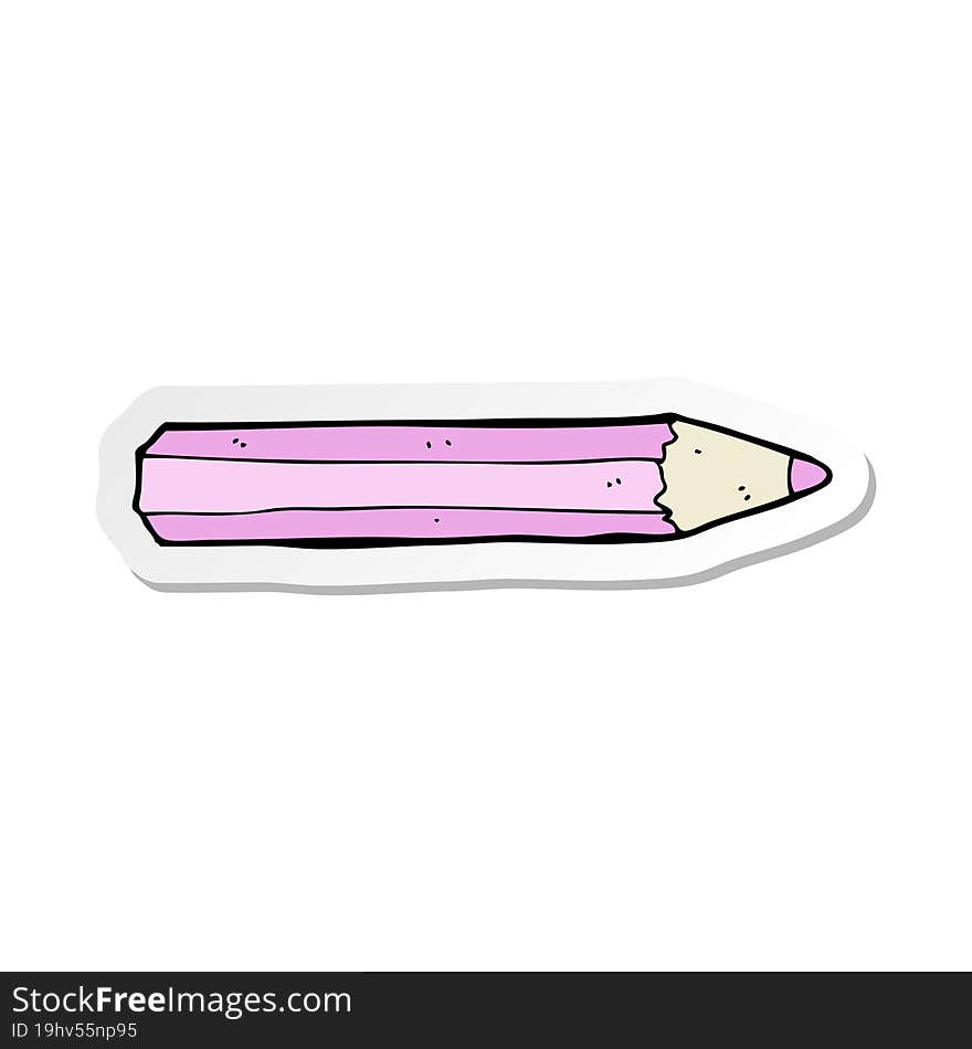 Sticker Of A Cartoon Pencil