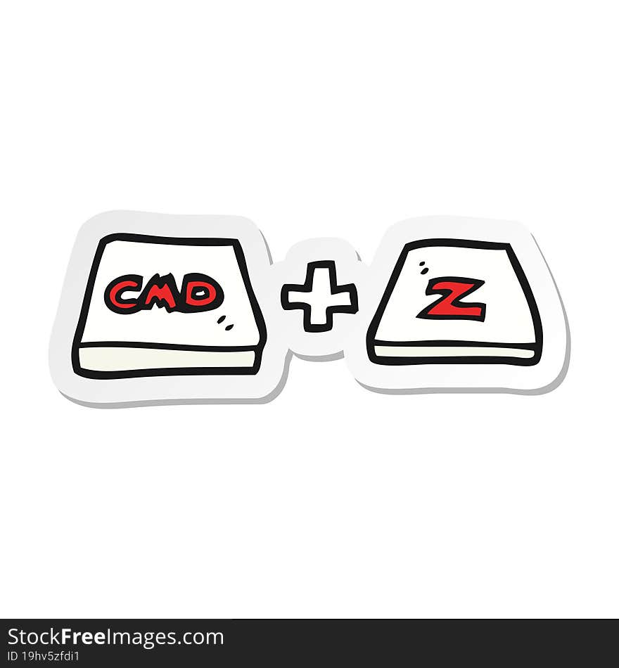 sticker of a cartoon command Z function