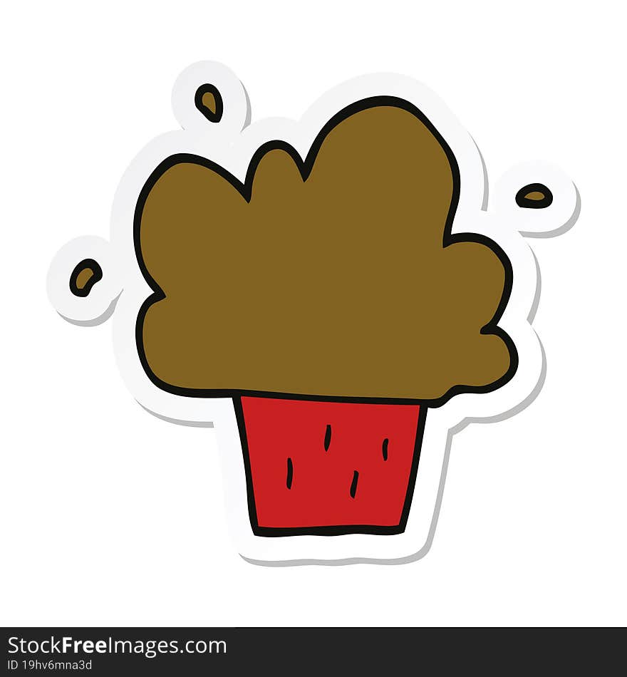 sticker of a cartoon cupcake