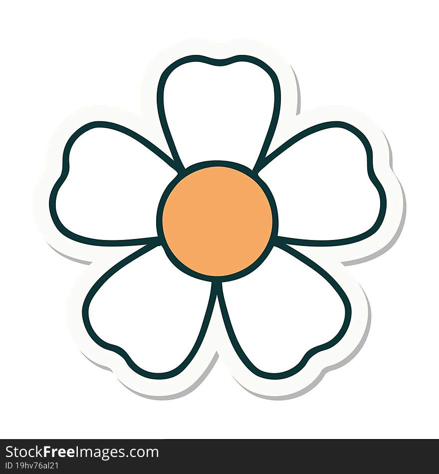 sticker of tattoo in traditional style of a flower. sticker of tattoo in traditional style of a flower