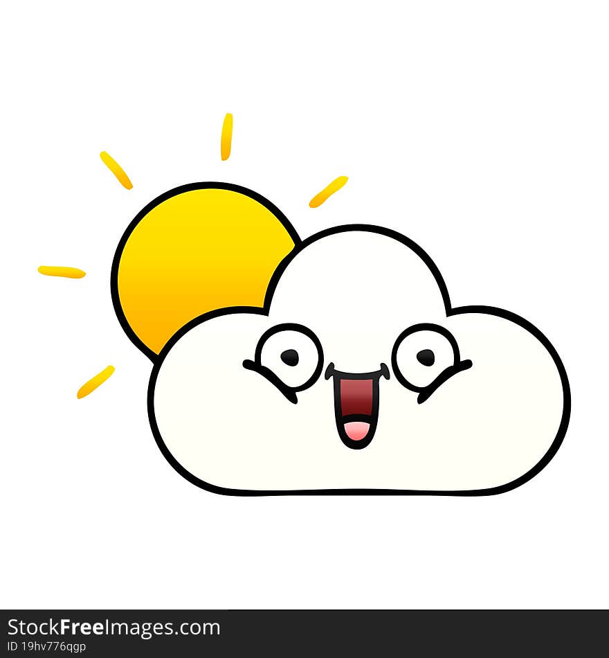 gradient shaded cartoon sunshine and cloud