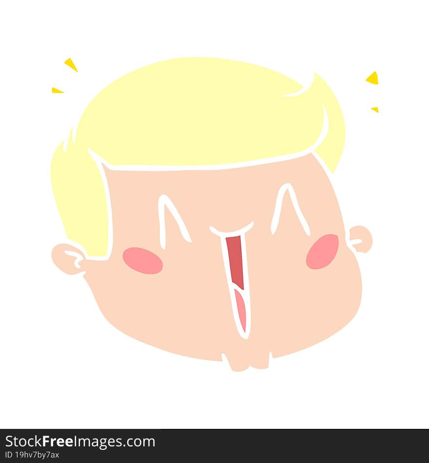 happy flat color style cartoon male face