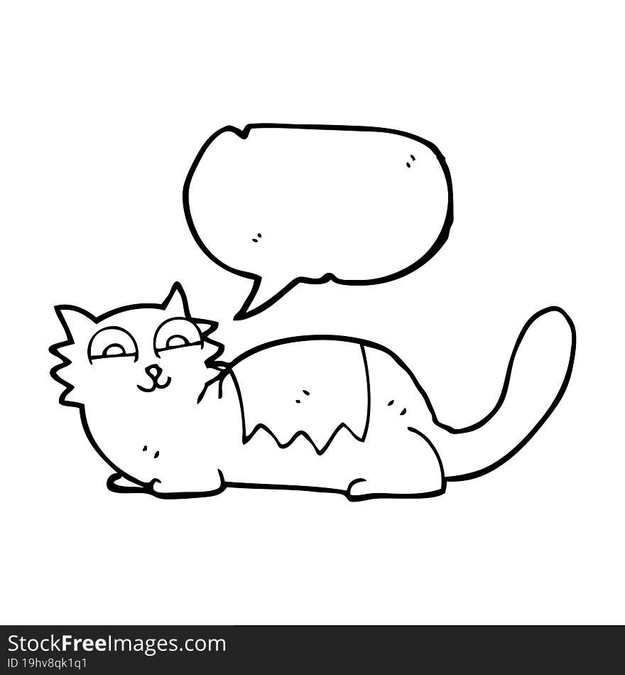 freehand drawn speech bubble cartoon cat