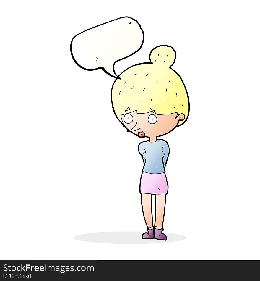 Cartoon Woman Staring With Speech Bubble