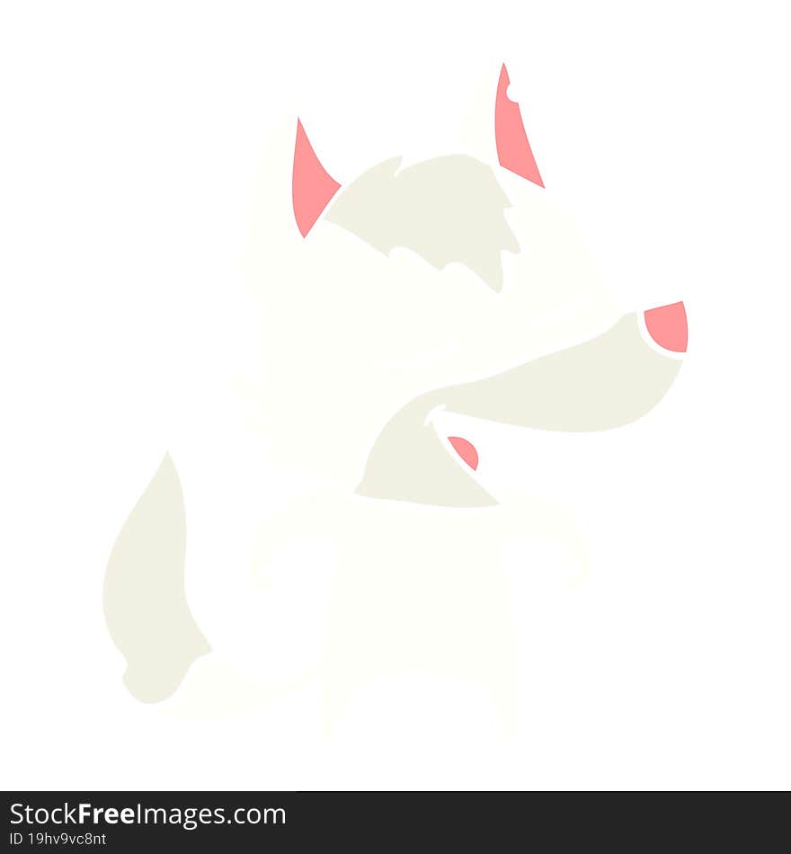 flat color style cartoon wolf laughing