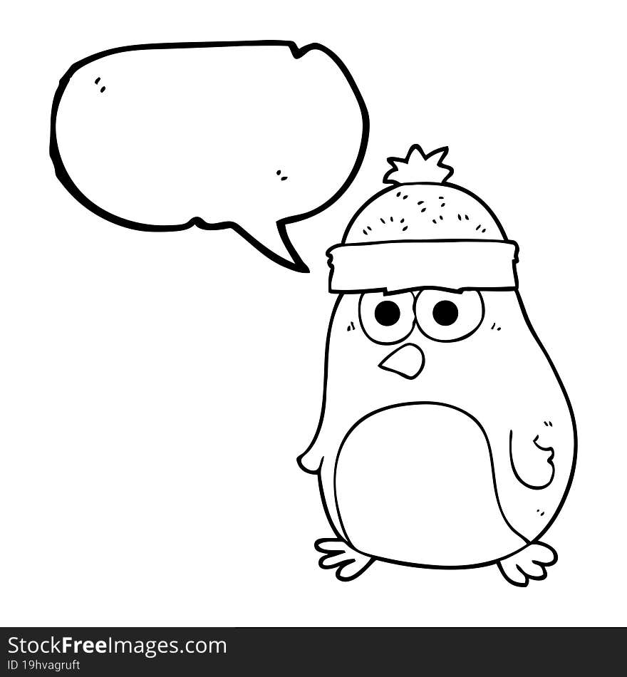 Speech Bubble Cartoon Christmas Robin