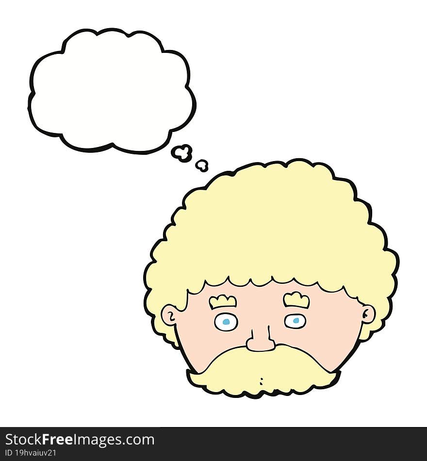 Cartoon Man With Mustache With Thought Bubble