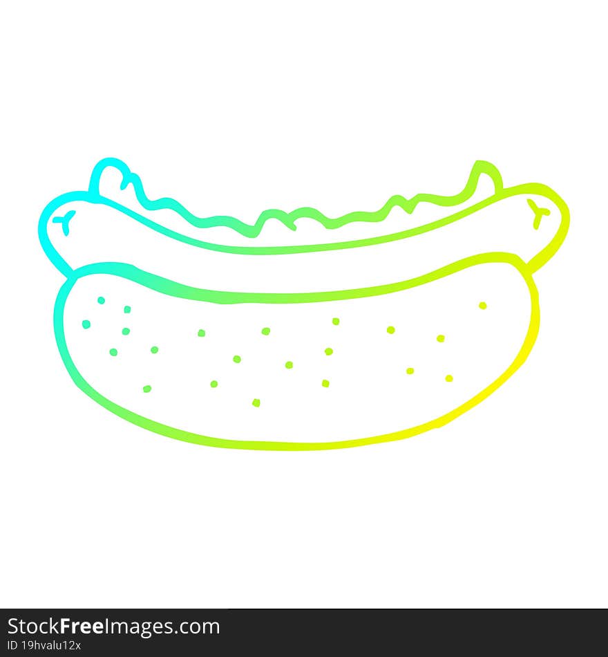 cold gradient line drawing cartoon hotdog