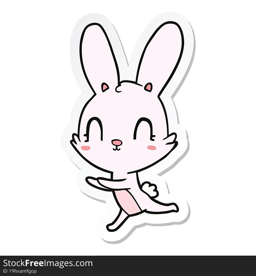 sticker of a cute cartoon rabbit