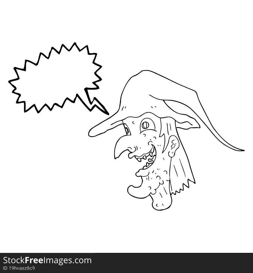 speech bubble cartoon cackling witch