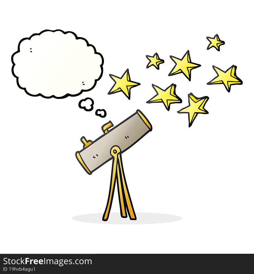 thought bubble cartoon telescope and stars